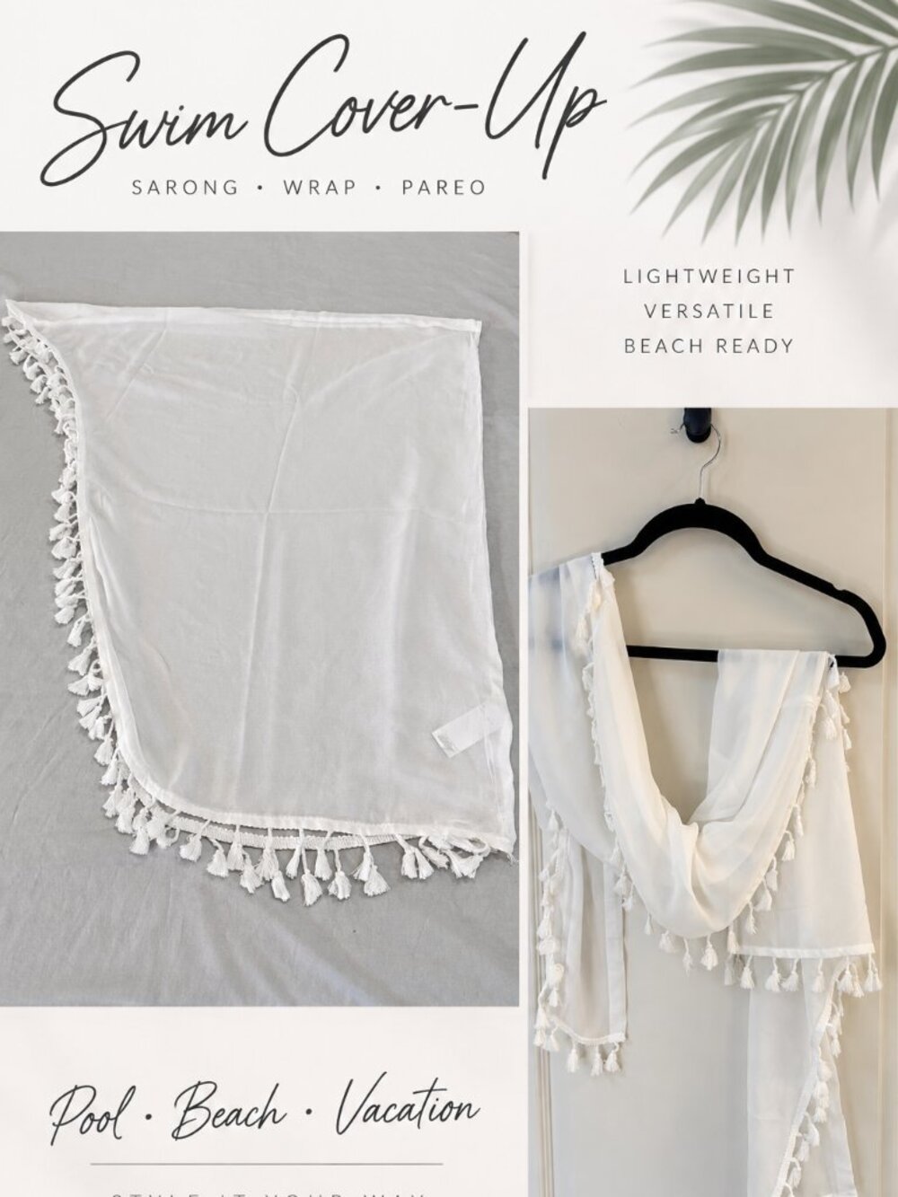CUPSHE White Tassel Sarong Swim Cover Up Beach Wrap NWT